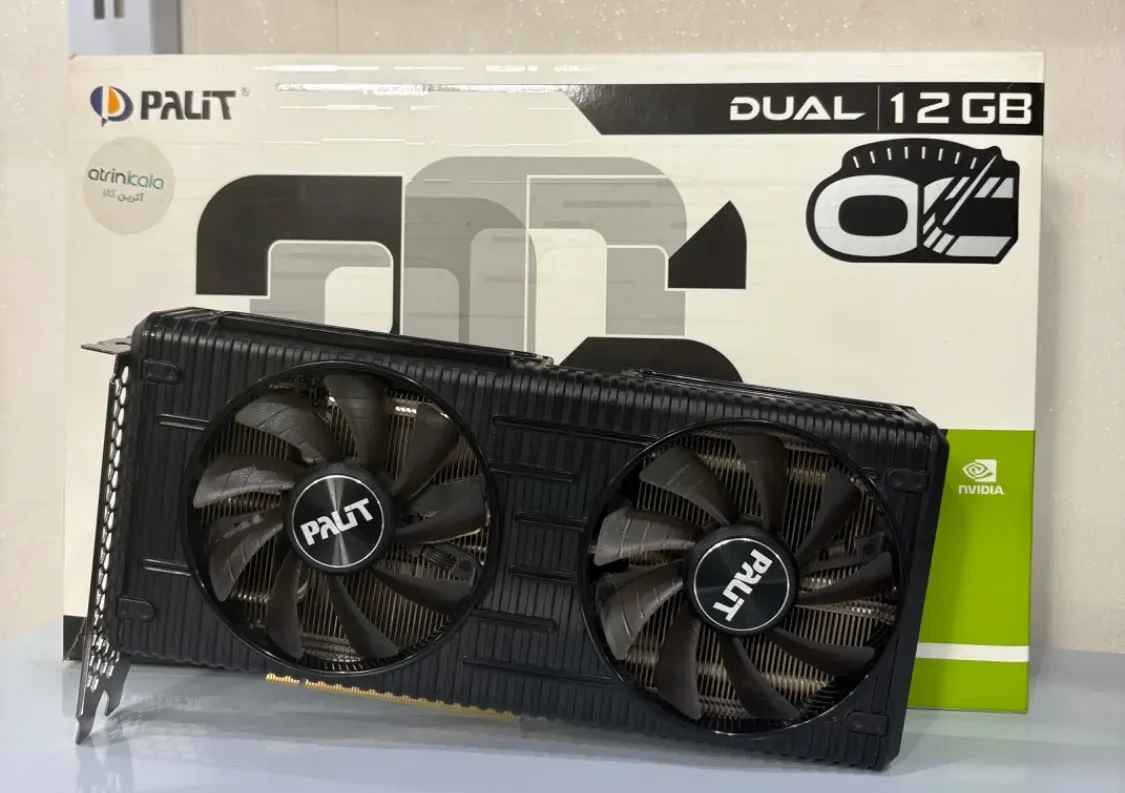 کارت گرافیک پلیت مدل RTX 3060 DUAL حافظه 12گیگابایت استوک در حدنو+کارتن اصلی